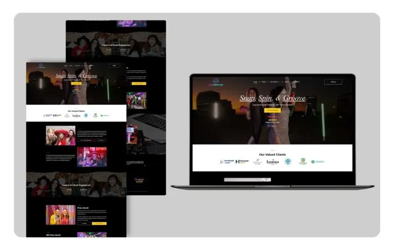Let Us Entertain You Inc. website after moving from GoDaddy to WordPress, shown on desktop and mobile
